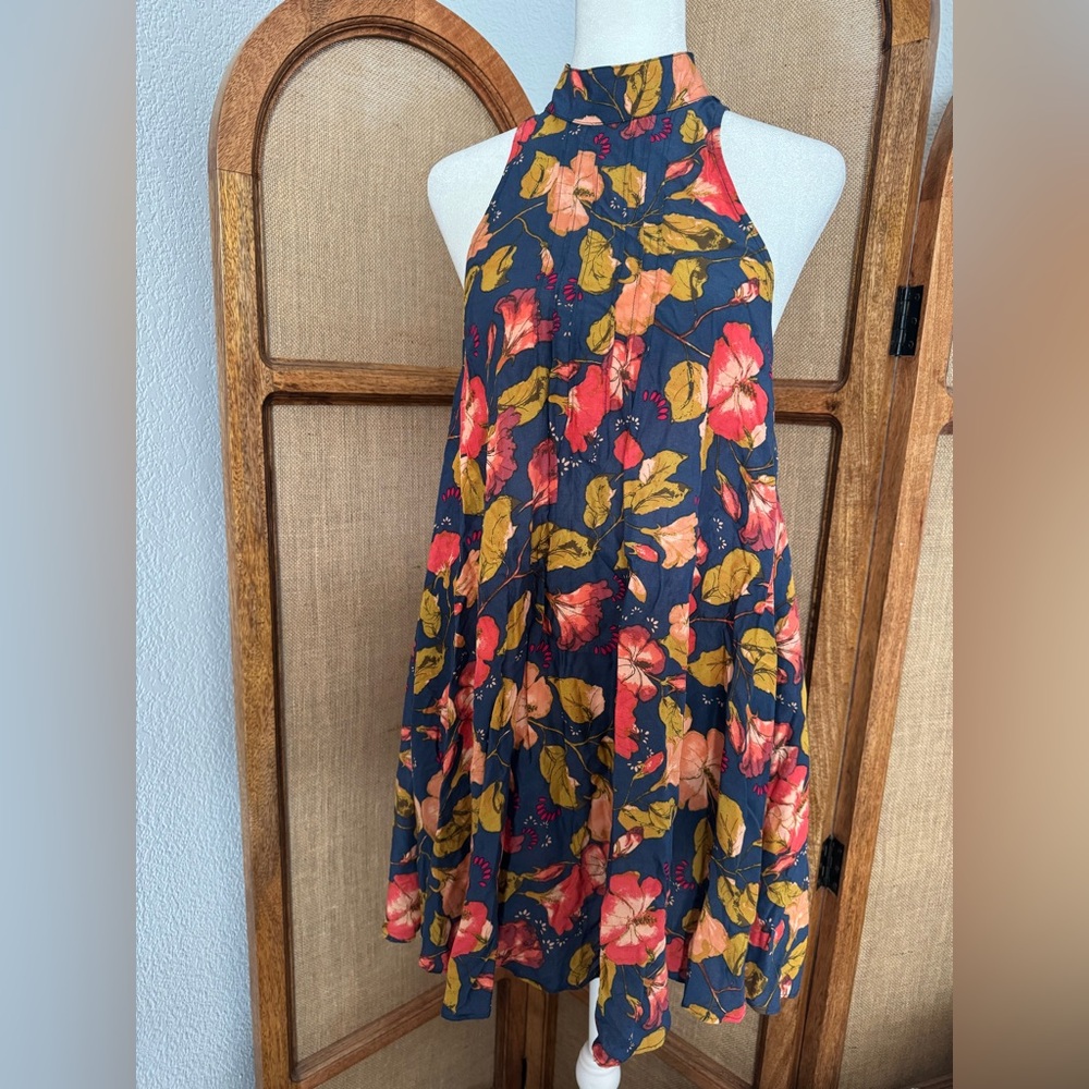 Free People Intimately high neck deep V back mini dress size XS